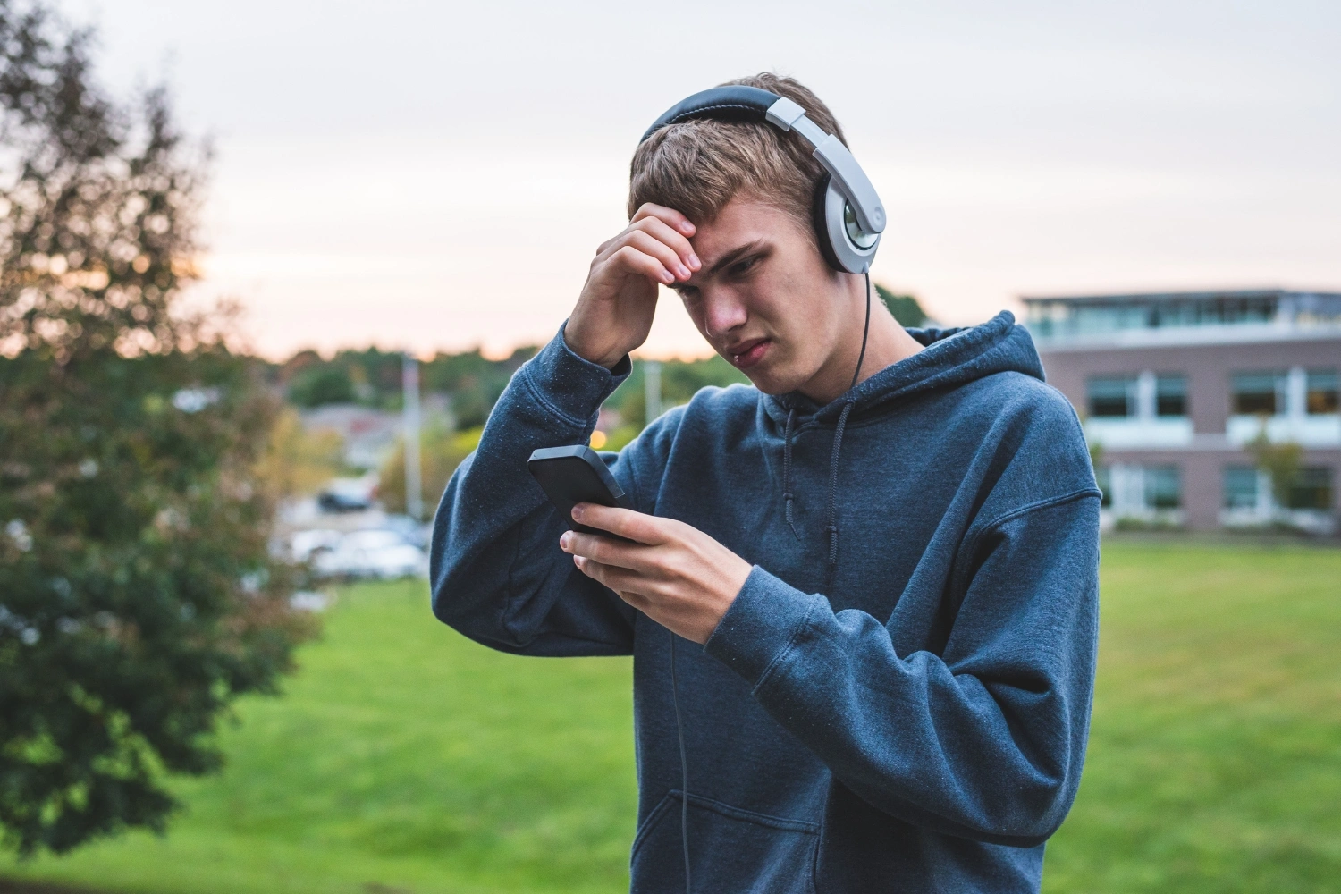 teenager with anxiety outside